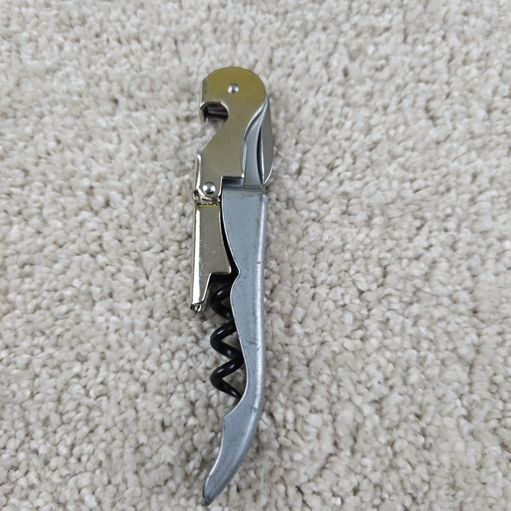 Trader Joe's Wine Opener Silver Waiter's Corkscrew Bottle Opener Foil Cutter